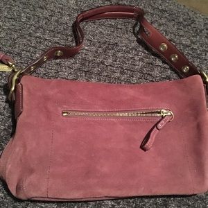 Coach Magenta Small Suede Hobo with Fringe Zipper