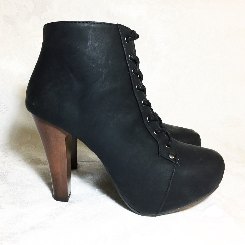 Lace-Up Platform Ankle Booties