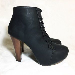Lace-Up Platform Ankle Booties