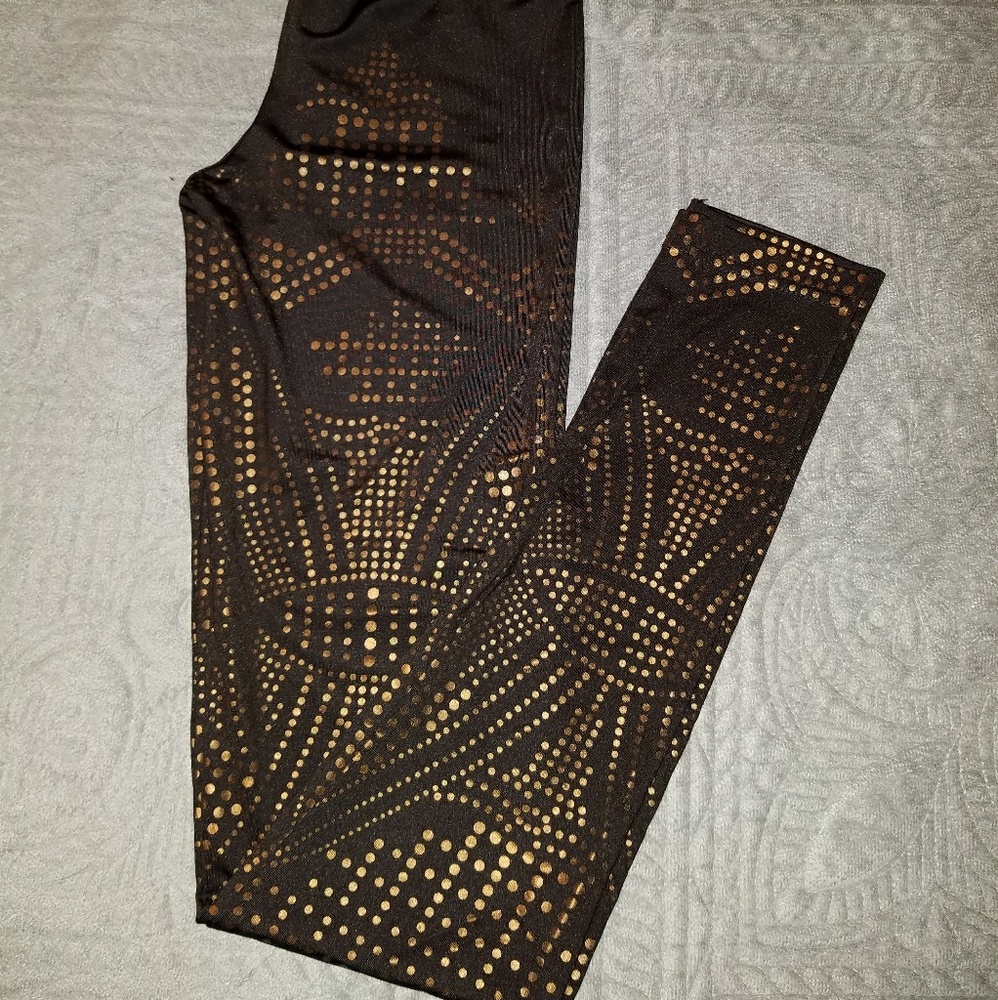 Brown Leggings with Gold Dots
