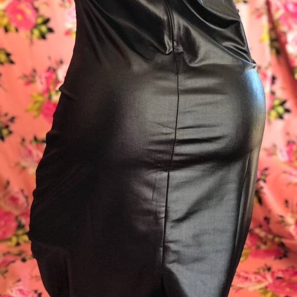 Bombshell barbie vinyl faux vegan leather dress bodycon pencil sheath pinup sexy - Picture 7 of 11