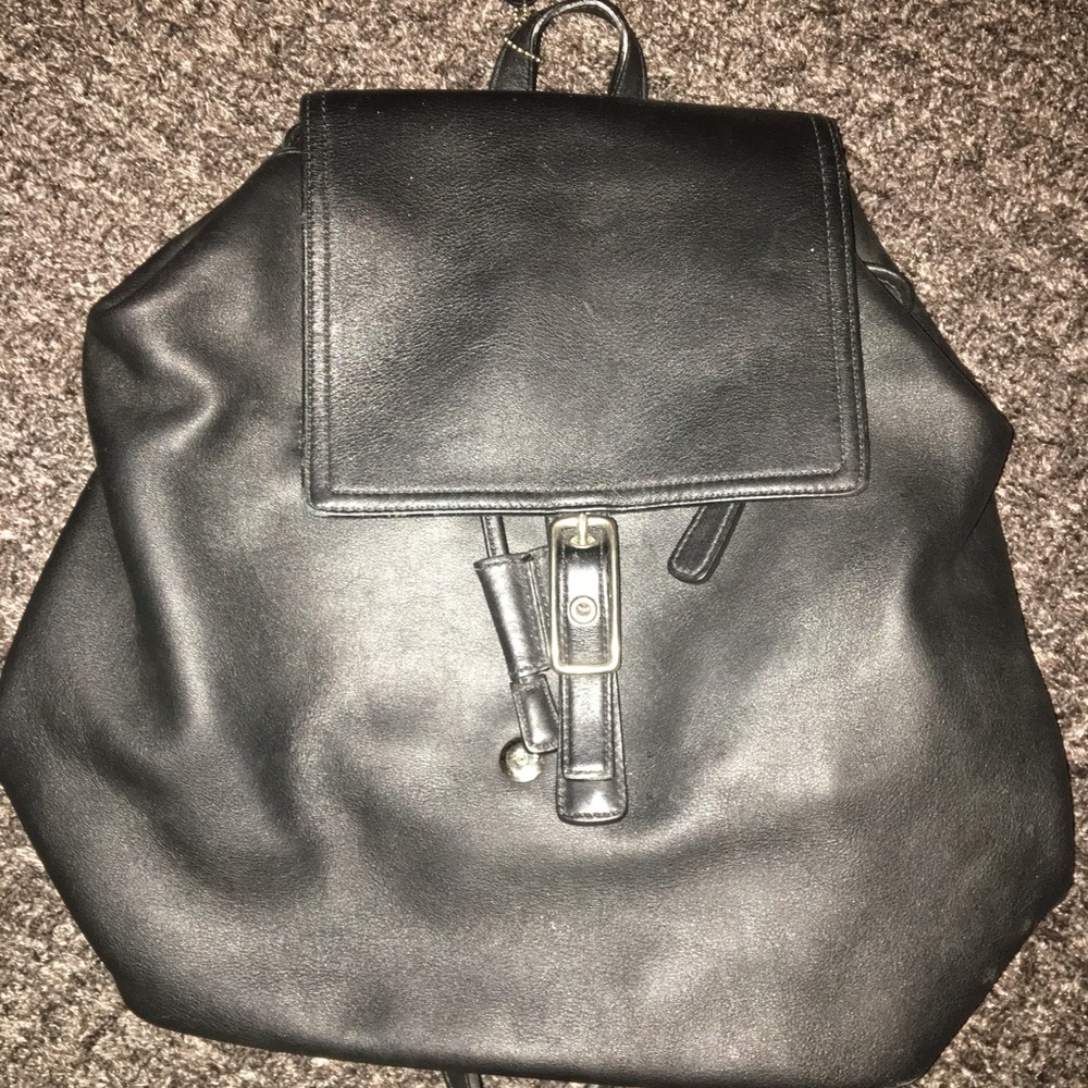 Coach Genuine Leather Black Backpack