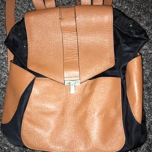 Tory Burch Black Nylon and Tan Leather BackpackNEW