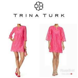 🆕🔥Trina Turk Lilium pink petal lace dress