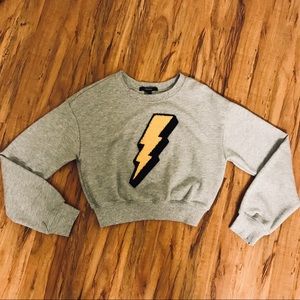 Forever 21 Bolt Patch Sweatshirt Crop Top