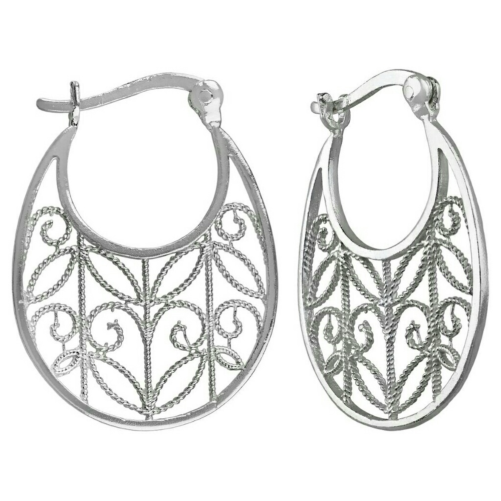 ❌(SOLD💯) 💋Genuine Sterling Silver Intricate Hoop Earrings