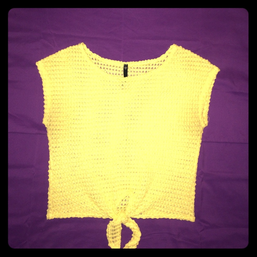 Semi-sheer yellow crop top