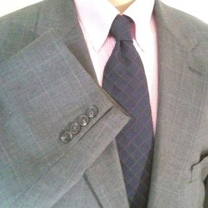 RALPH LAUREN 50R Gray Windowpane Sport Coat Wool