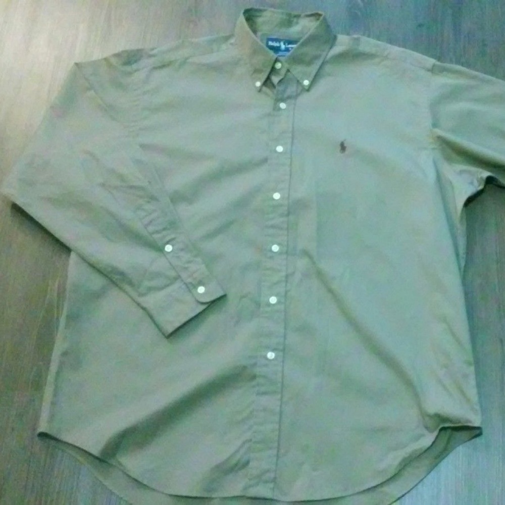 Men's Polo Ralph Lauren Large Dark Tan Button Down