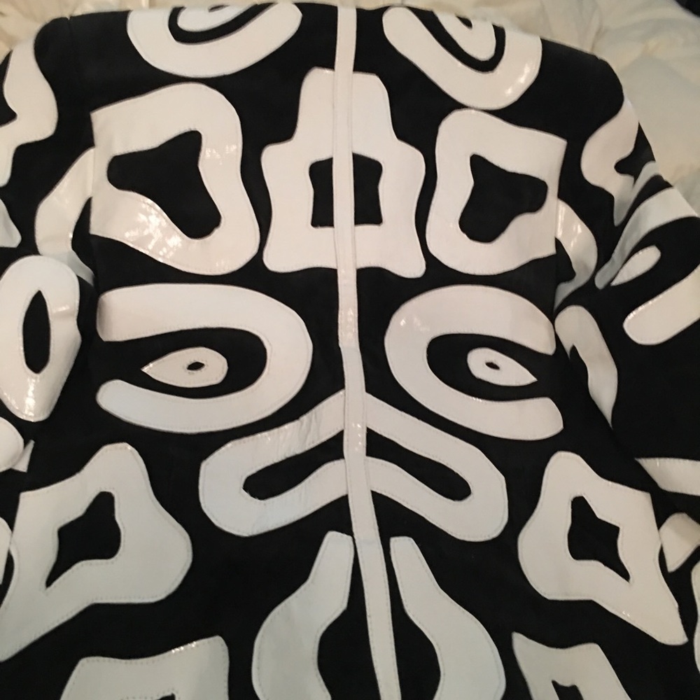 Wild Boho Leather Black and White Vintage Jacket