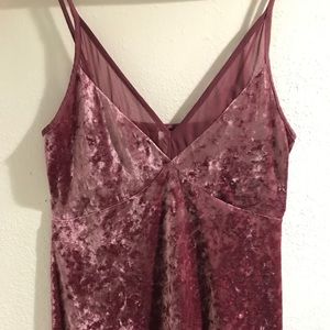 Pink Velvet dress with mesh accent. Size S/M