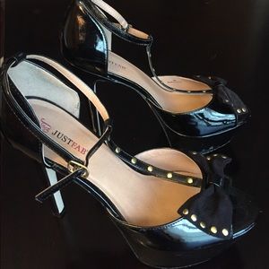 Peep toe, T strap platform pumps by JustFab
