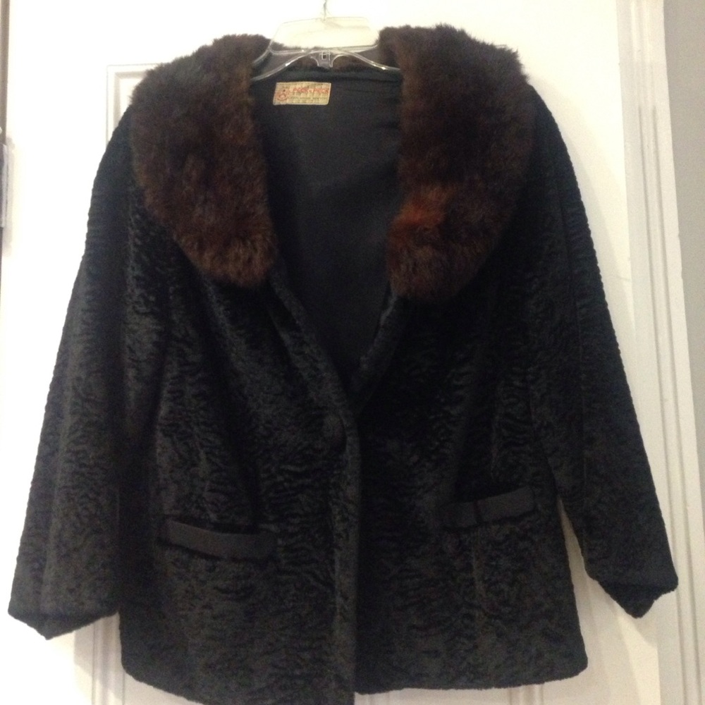 Vintage Shearling with Mink collar.