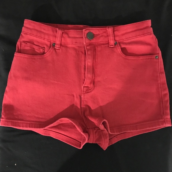 BDG Red High Waisted Shorts - Picture 3 of 4