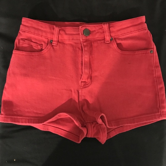 BDG Red High Waisted Shorts - Picture 2 of 4