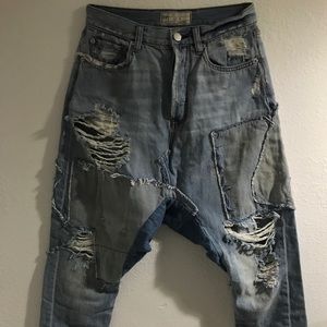 Distressed Drop Crotch Jeans