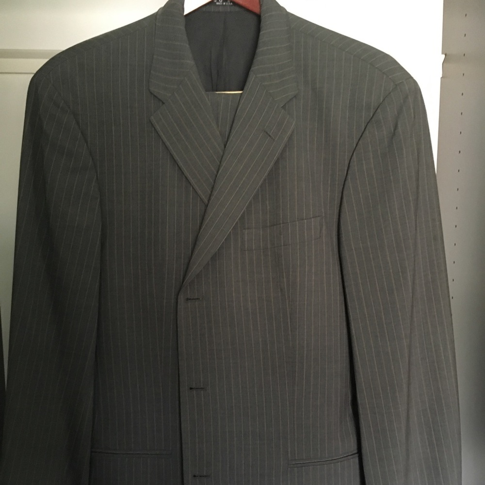 Hugo Boss charcoal grey pinstriped suit
