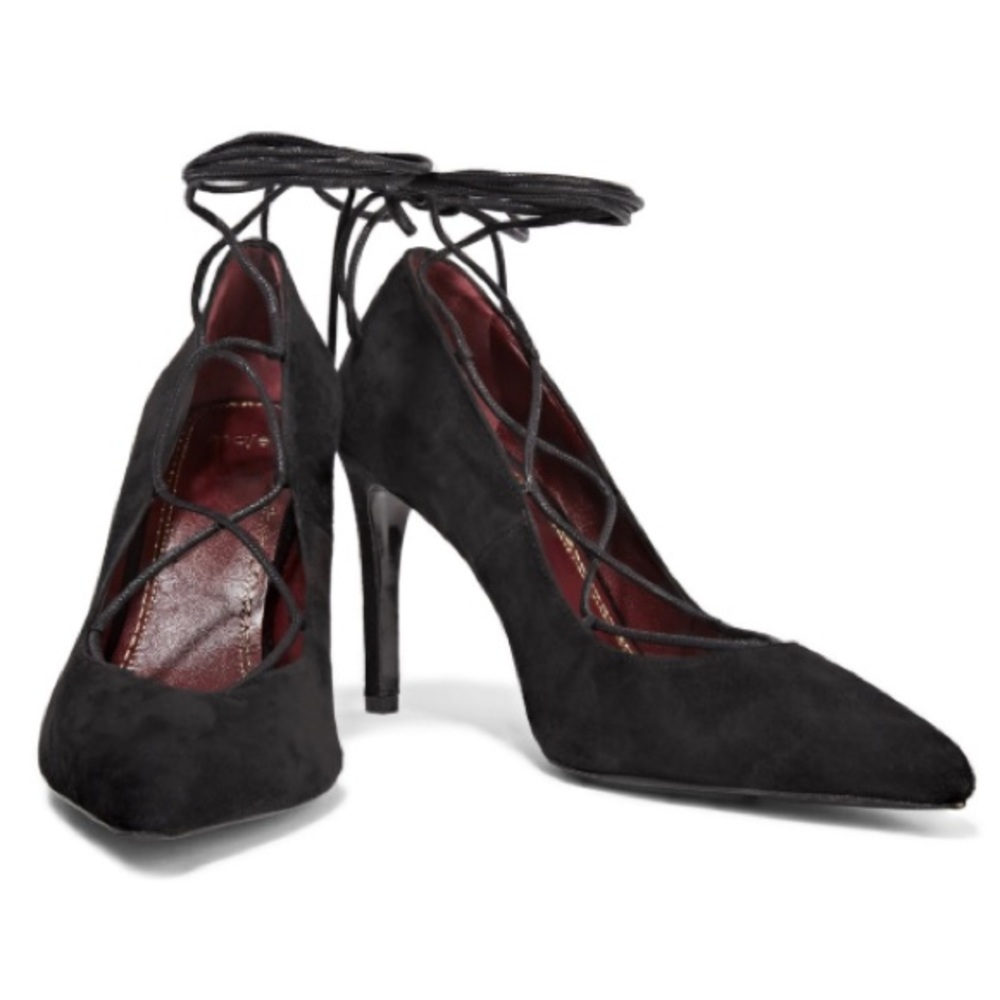 Maje Lace Up Suede Pumps