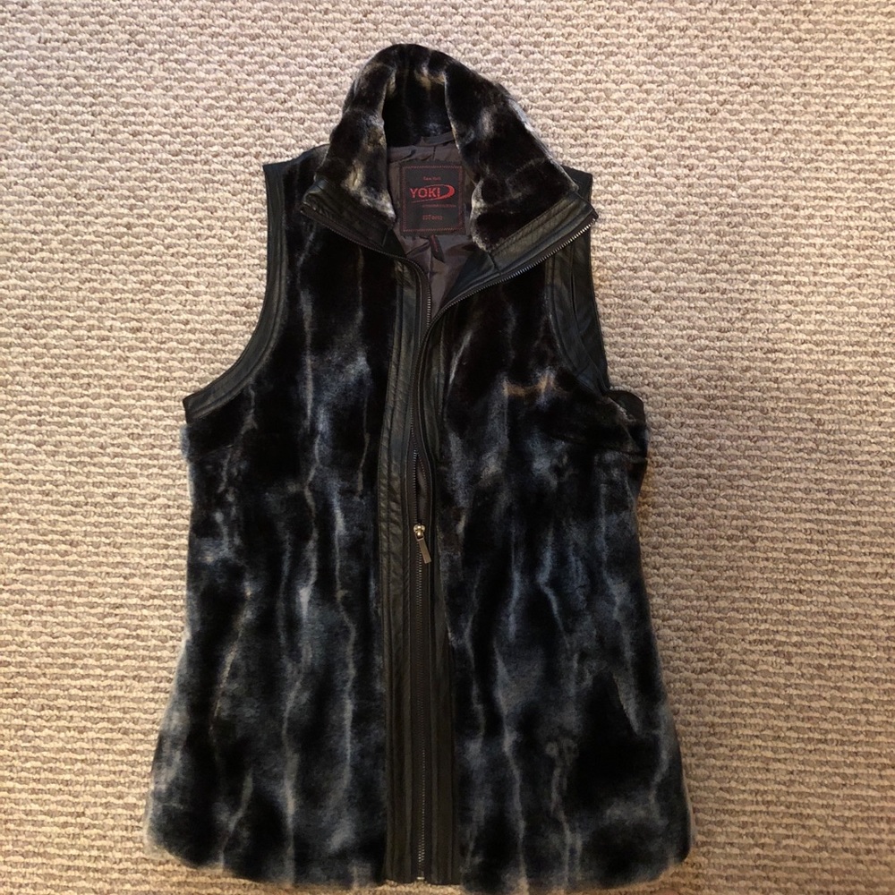 Faux fur and leather vest