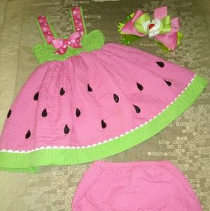 Rare Editions 12m blinged Watermelon dress & bow