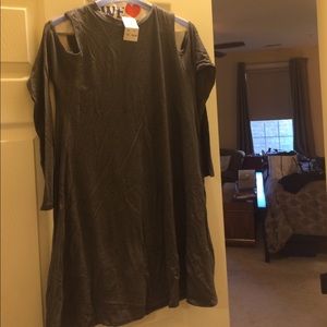 Cold shoulder long sleeve swing dress