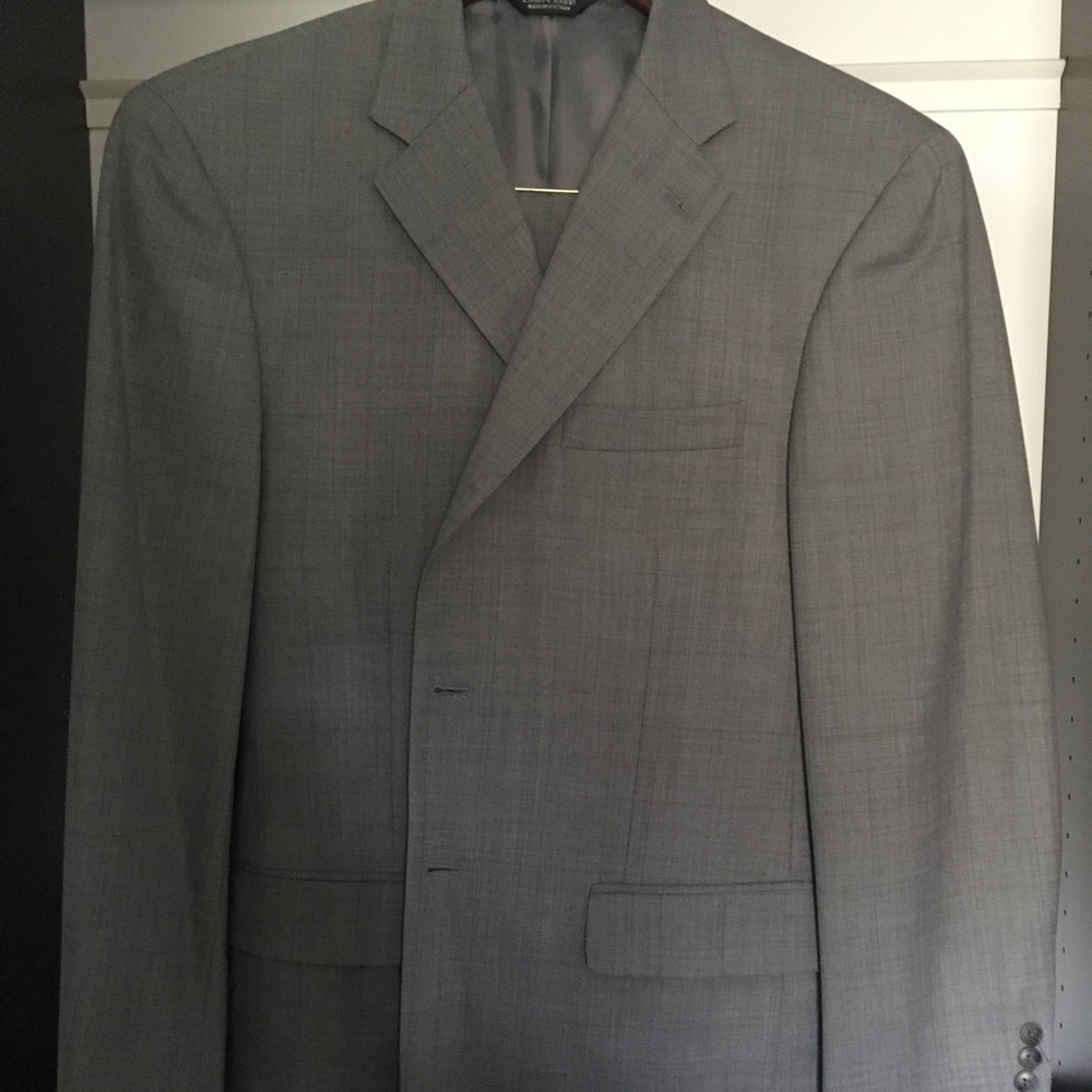 Evan Picone grey window pane suit