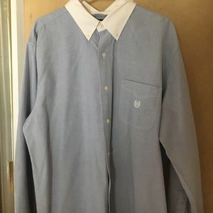 CHAPS Solid Oxford Casual ButtonDown Shirt Blue XL