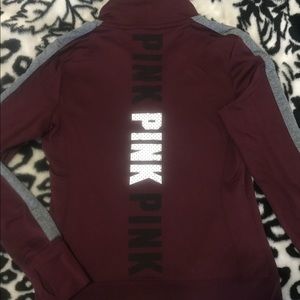 VS PINK Ultimate Sweater Half Zip Burgundy/Grey