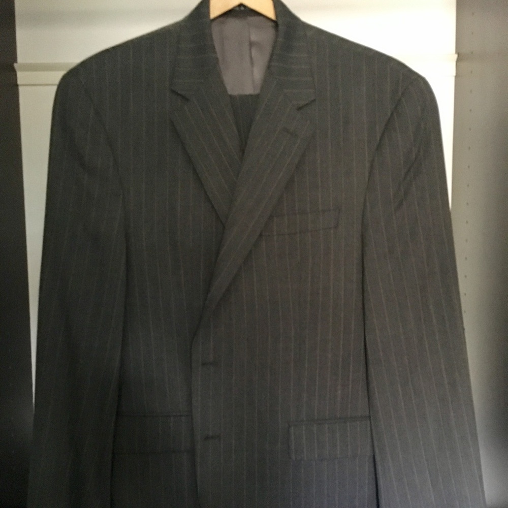 Chaos by Ralph Lauren charcoal gray pinstripe suit