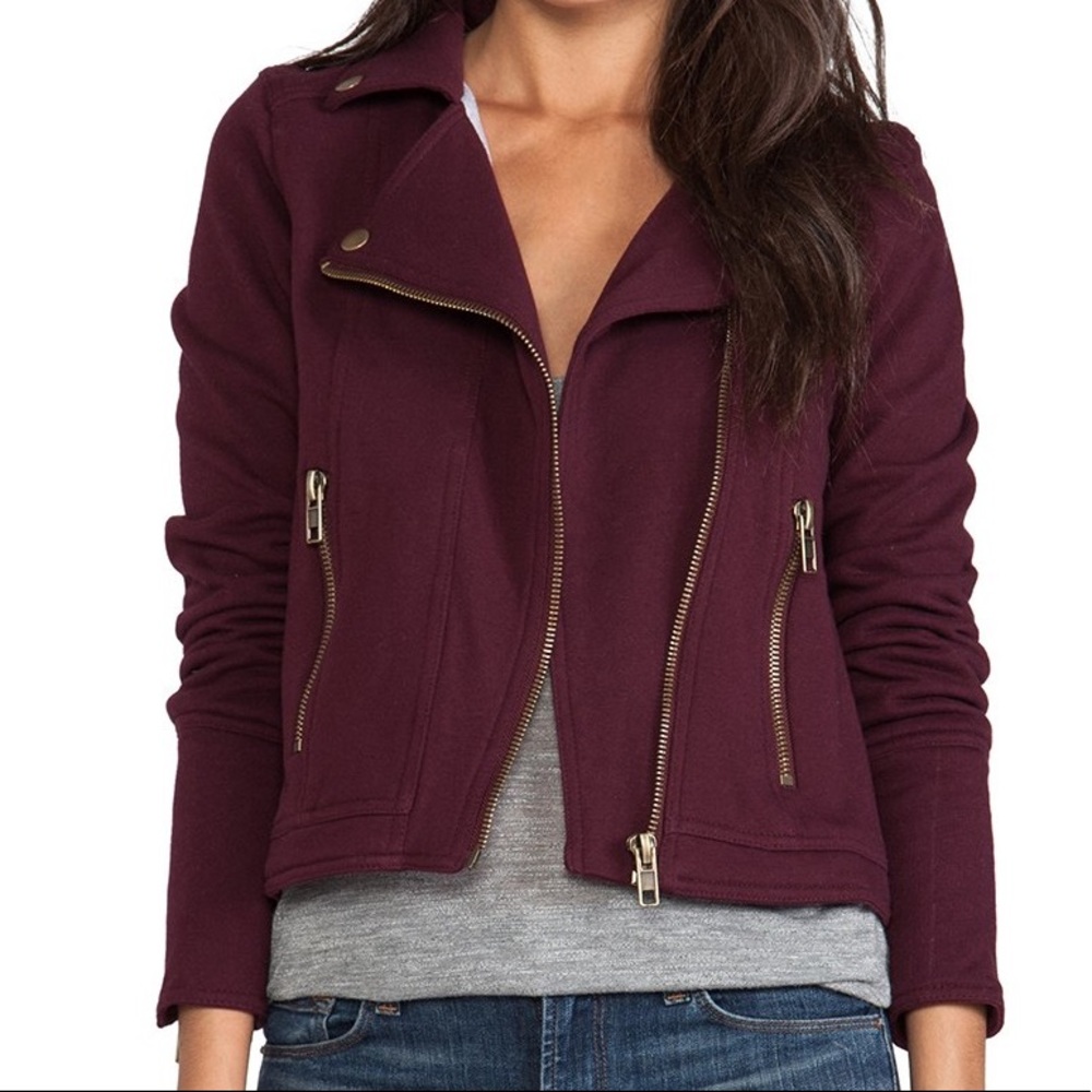 Chaser Fleece Moto Jacket in Oxblood