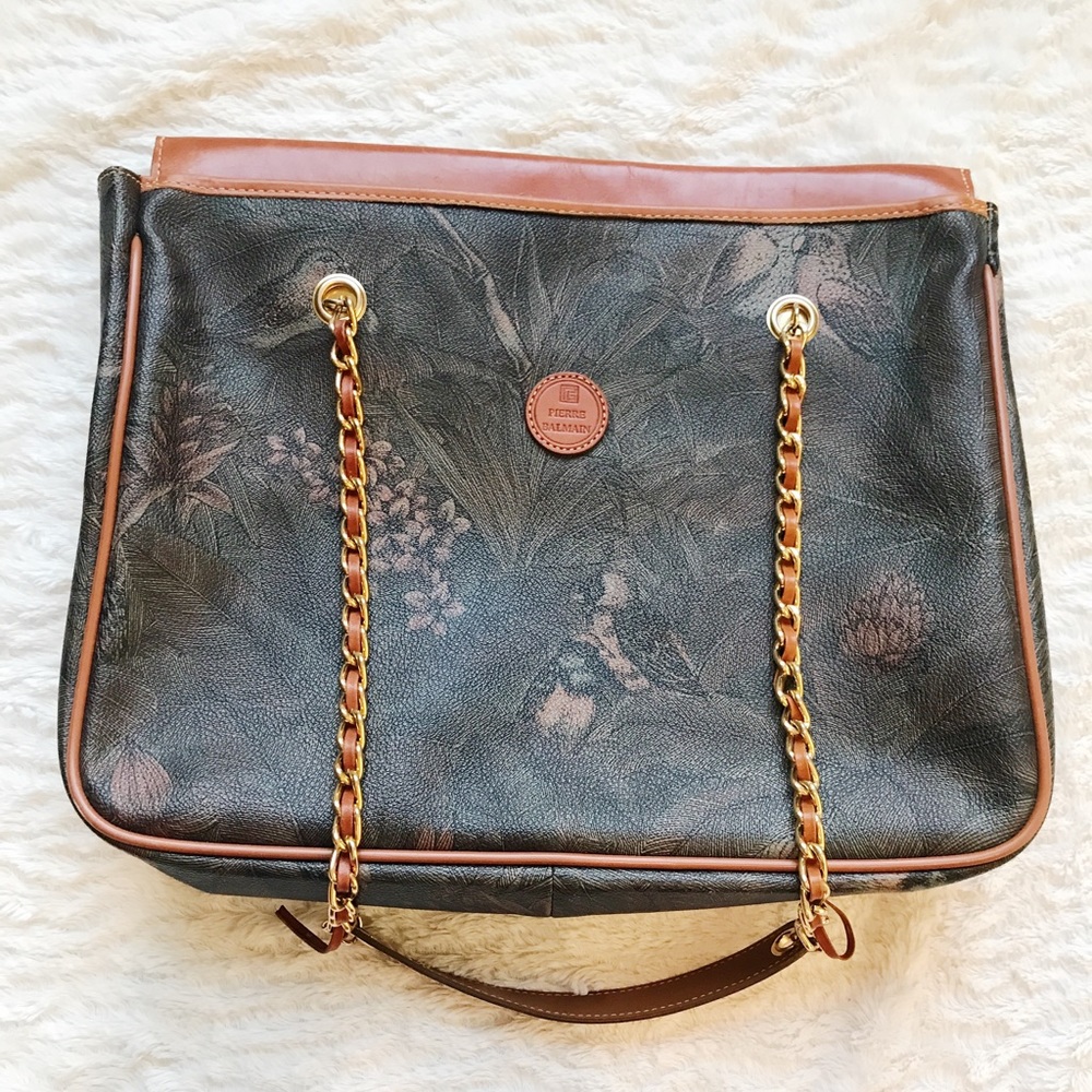 VINTAGE PIERRE BALMAIN FLORAL PRINT TOTE