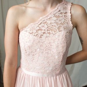Petal Pink Long Lace Formal Dress