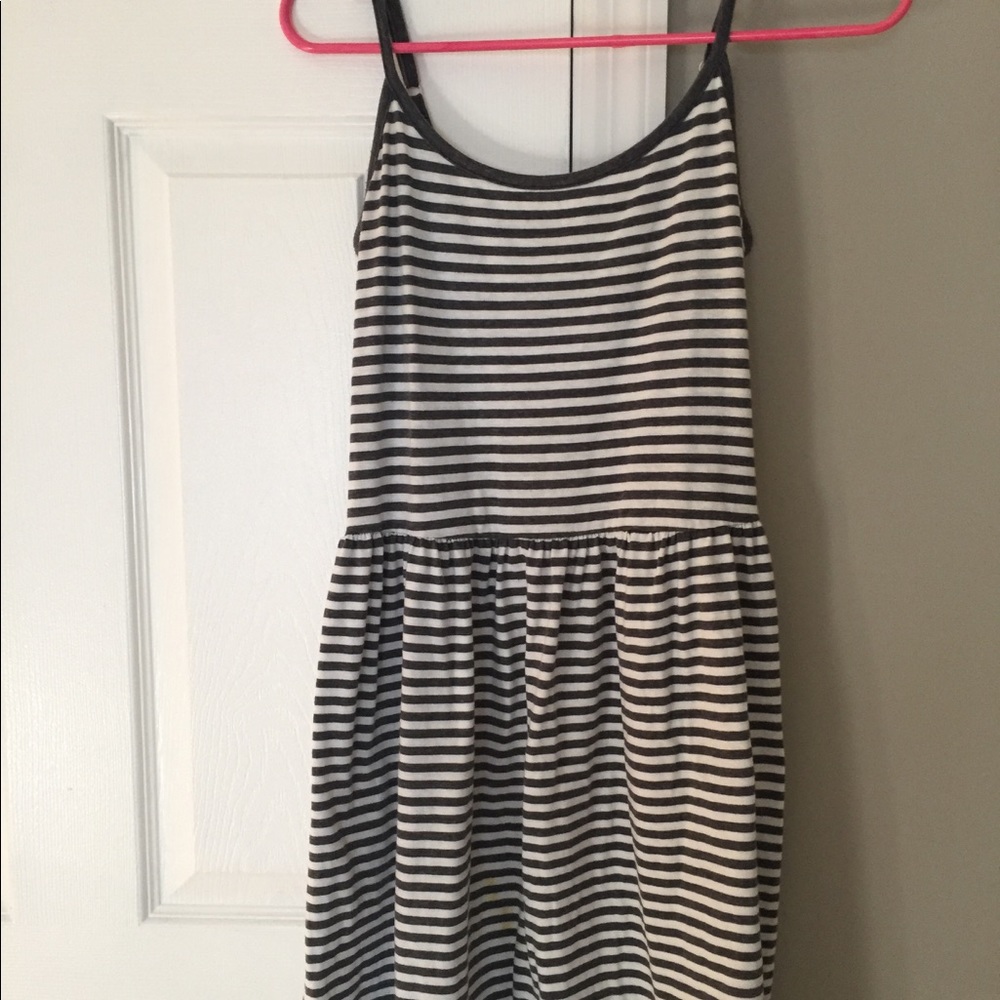 Gray and white striped cotton dress