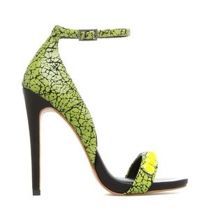 Green-yellow ankle-strap open-toe sandals