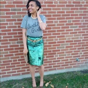 Green Sequin Skirt