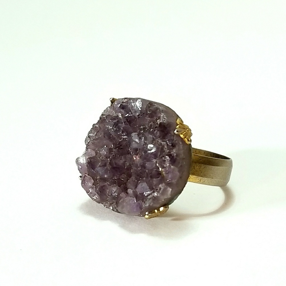Raw Amethyst Crystal Ring