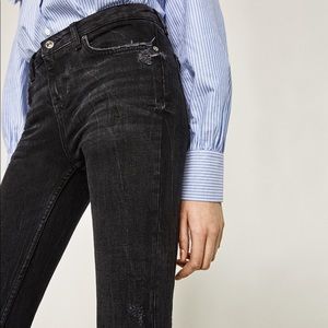 Black distressed denim w tattered hem