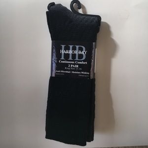 Harbor Bay 2pair Dress Socks Black/Gray King Size