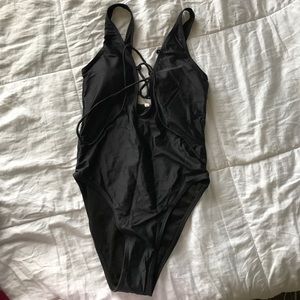 Black one piece bathing suit