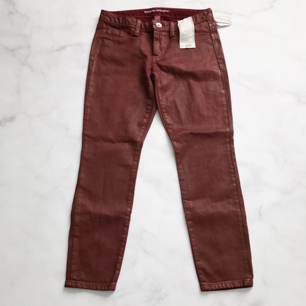 Banana Republic Coated Skinny Ankle Jean Oxblood - Picture 4 of 8