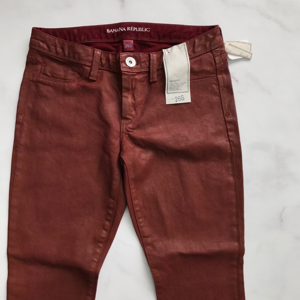 Banana Republic Coated Skinny Ankle Jean Oxblood - Picture 3 of 8