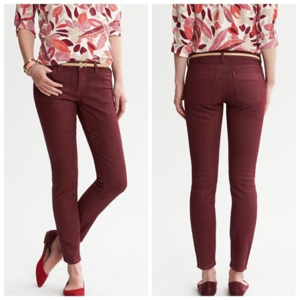 Banana Republic Coated Skinny Ankle Jean Oxblood - Picture 2 of 8