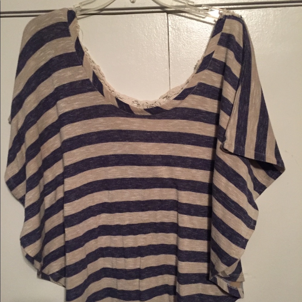 Blue and light grey striped shirt