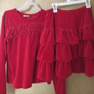 Hanna Andersson Red Corduroy Top & Skirt Dress Set
