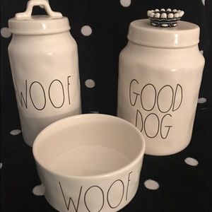Rae Dunn dog combo. Good Dog. Woof Canister & Bowl