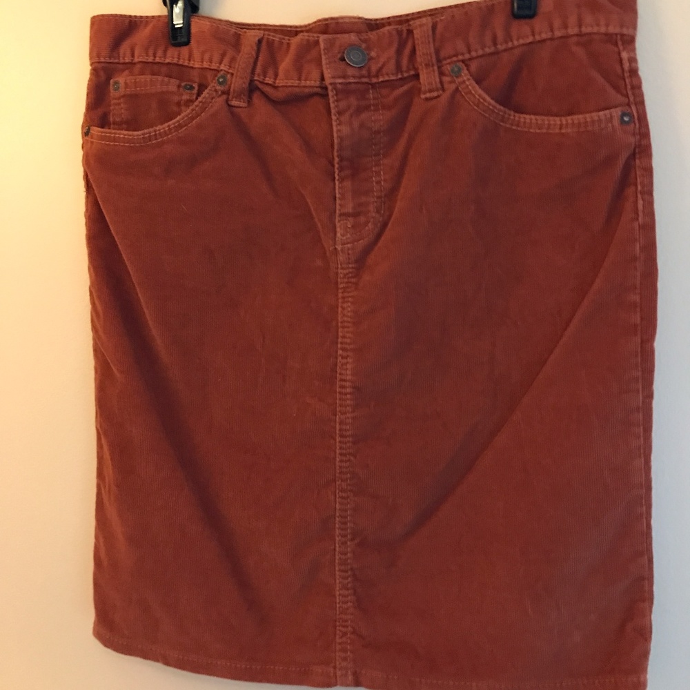 Pumpkin spice, knee length, corduroy pencil skirt