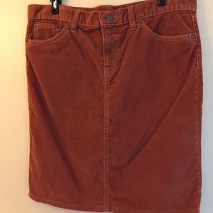 Pumpkin spice, knee length, corduroy pencil skirt