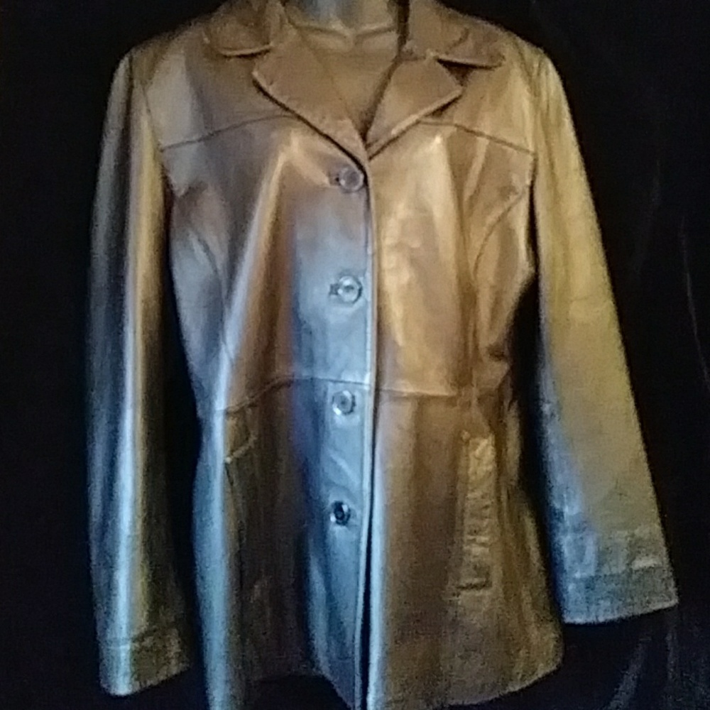 Charles Klein black leather jacket - size L