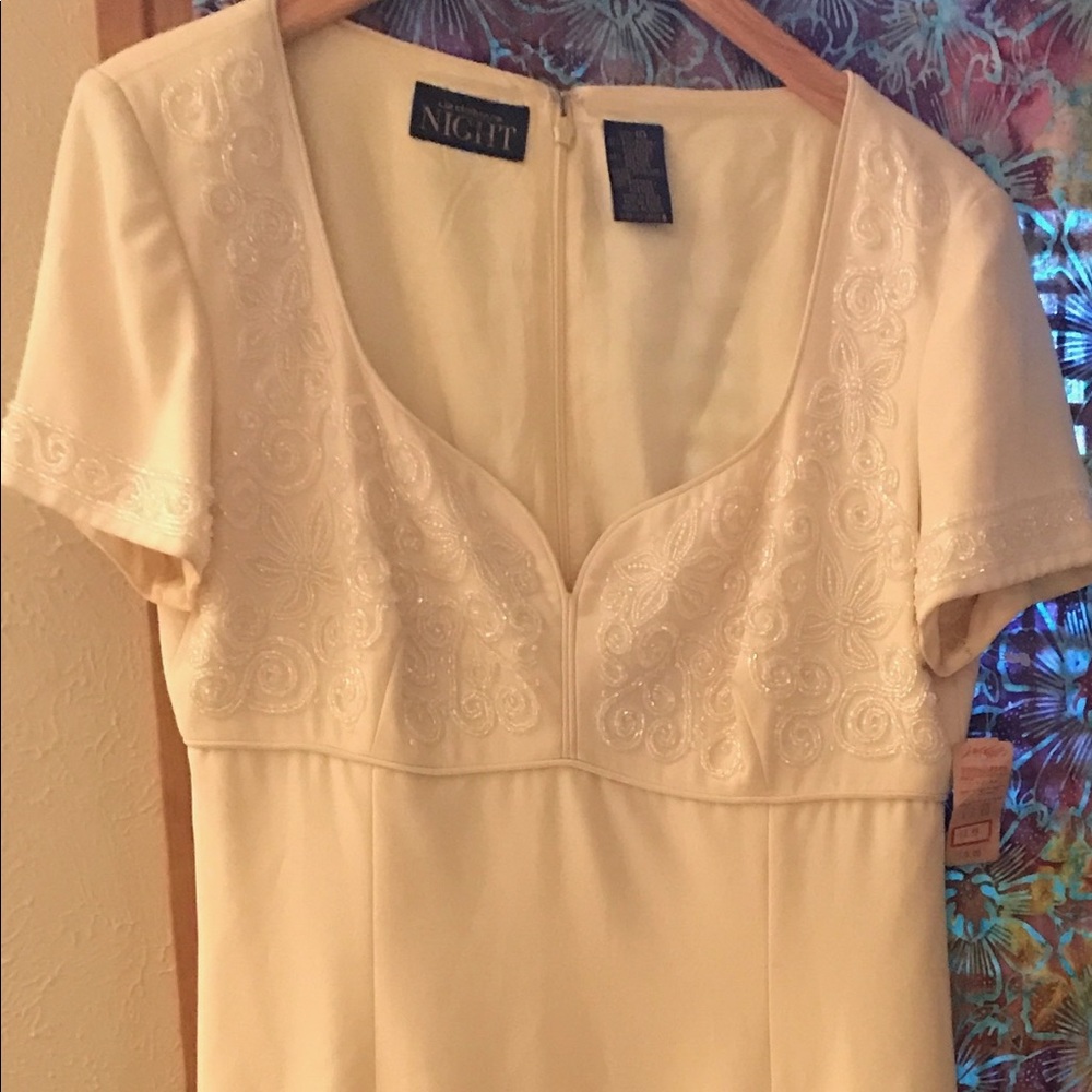 Cream colored beaded gown. Liz Claiborne Night.