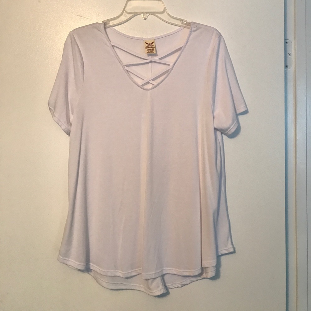 White Criss Cross Front Top